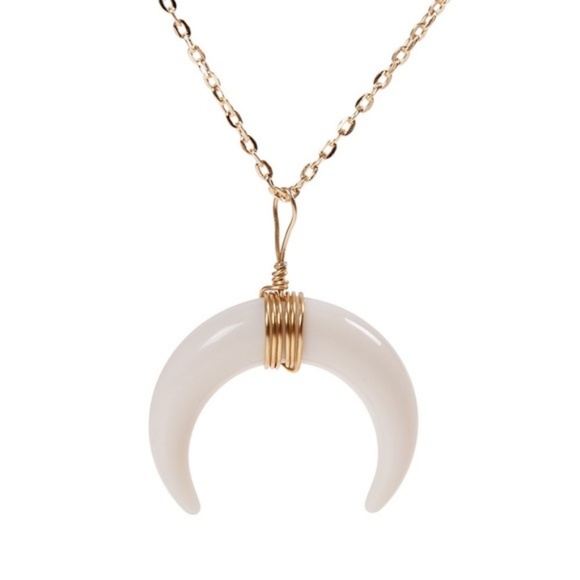 4 for $25 White Horn Crescent Moon Necklace - Picture 4 of 6